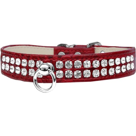 Mirage Pet Products Style No.72 Rhinestone Designer Croc Dog CollarRed Size 14 82-21-RDC14